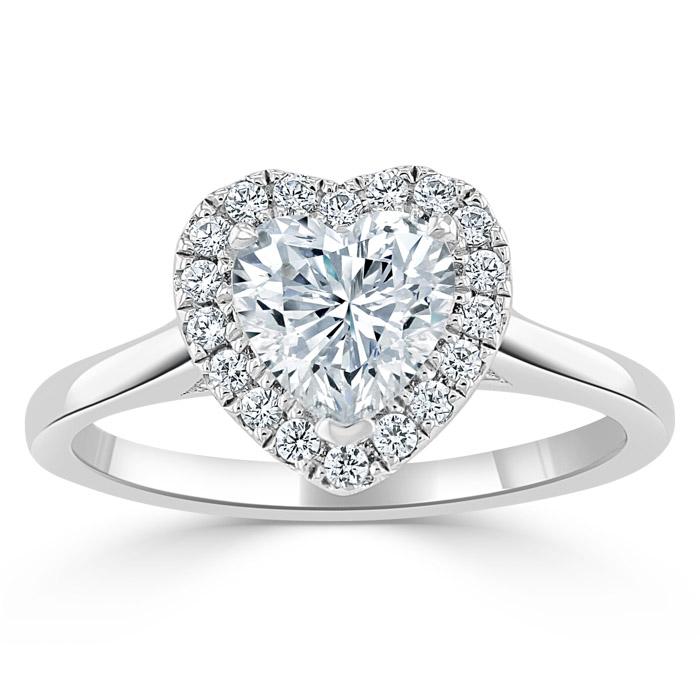 Heart Cut Lab Diamond Halo Engagement Ring