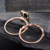 Lab Emerald & Lab Diamond Bridal Ring Set