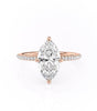 Maquise Cut Lab Diamond Engagement Ring, Hidden Halo