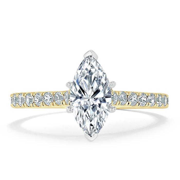 Marquise Cut Lab Diamond Engagement Ring, Classic Style