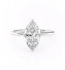 Marquise Cut Lab Diamond Engagement Ring With Hidden Halo