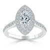 Marquise Cut Lab Diamond Halo Engagement Ring, Tiffany Style