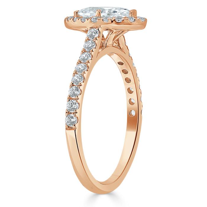 Marquise Cut Lab Diamond Halo Engagement Ring, Tiffany Style