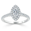 Marquise Cut Lab Diamond Halo Engagement Ring, Tiffany Style