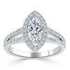 Marquise Cut Lab Diamond Halo Engagement Ring, Tiffany Style
