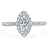 Marquise Cut Lab Diamond Halo Engagement Ring, Tiffany Style