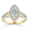 Marquise Cut Lab Diamond Halo Engagement Ring, Tiffany Style