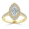 Marquise Cut Lab Diamond Halo Engagement Ring, Tiffany Style