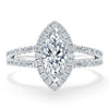Marquise Cut Lab Diamond Halo Engagement Ring, Tiffany Style