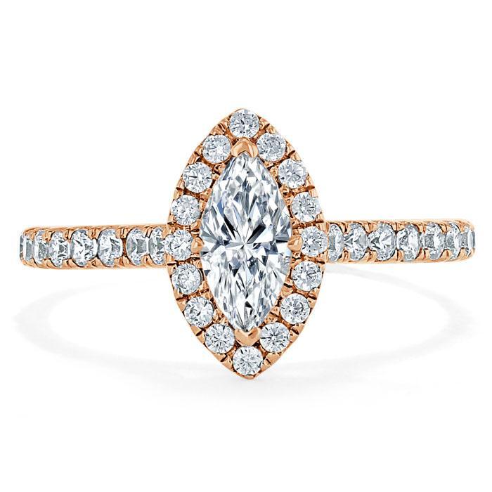Marquise Cut Lab Diamond Halo Engagement Ring, Tiffany Style
