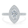 Marquise Cut Lab Diamond Halo Engagement Ring, Tiffany Style