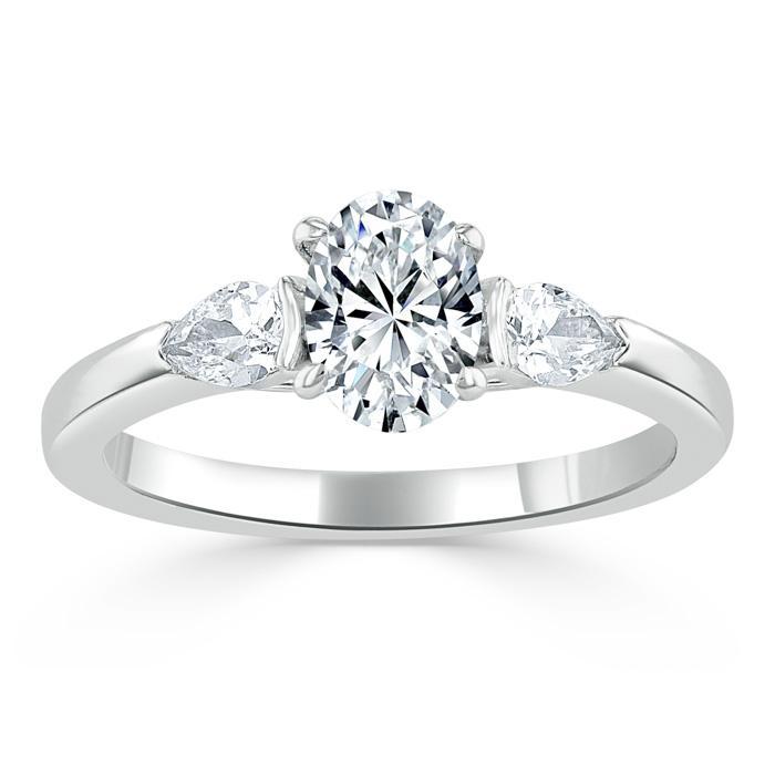 Oval Cut Lab Diamond 3 Stone Engagement Ring
