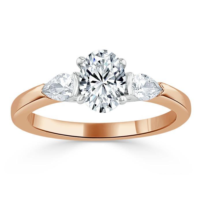 Oval Cut Lab Diamond 3 Stone Engagement Ring