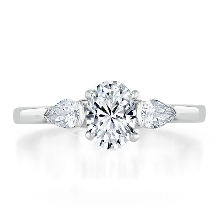 Oval Cut Lab Diamond 3 Stone Engagement Ring
