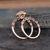 Oval Cut Lab Diamond Bridal Ring Set, Vintage Inspired