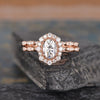 Oval Cut Lab Diamond Bridal Ring Set, Vintage Inspired
