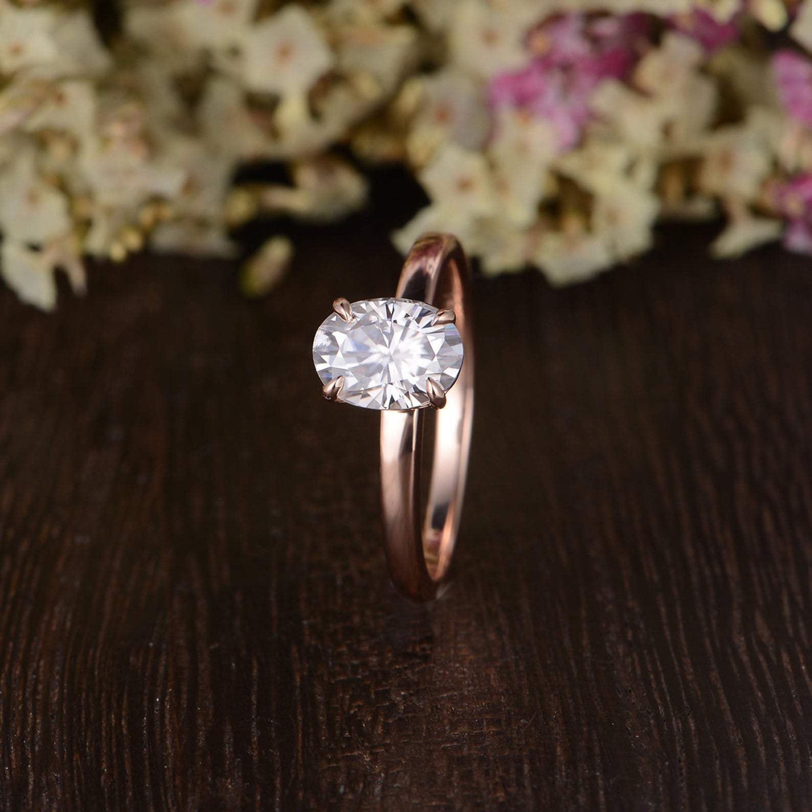 Oval Cut Lab Diamond Engagement Ring, Classic Design