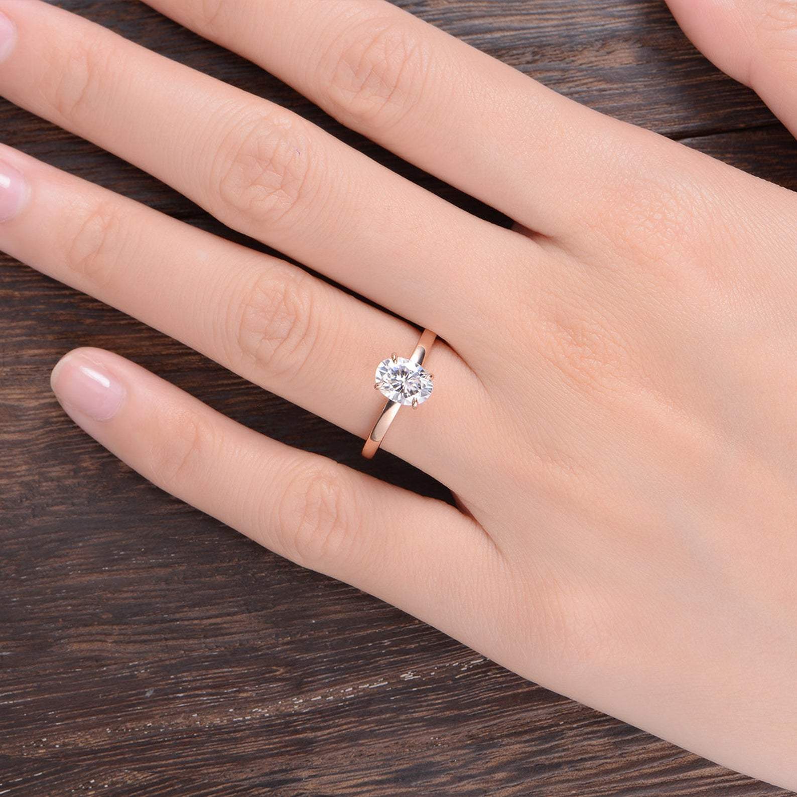 Oval Cut Lab Diamond Engagement Ring, Classic Design