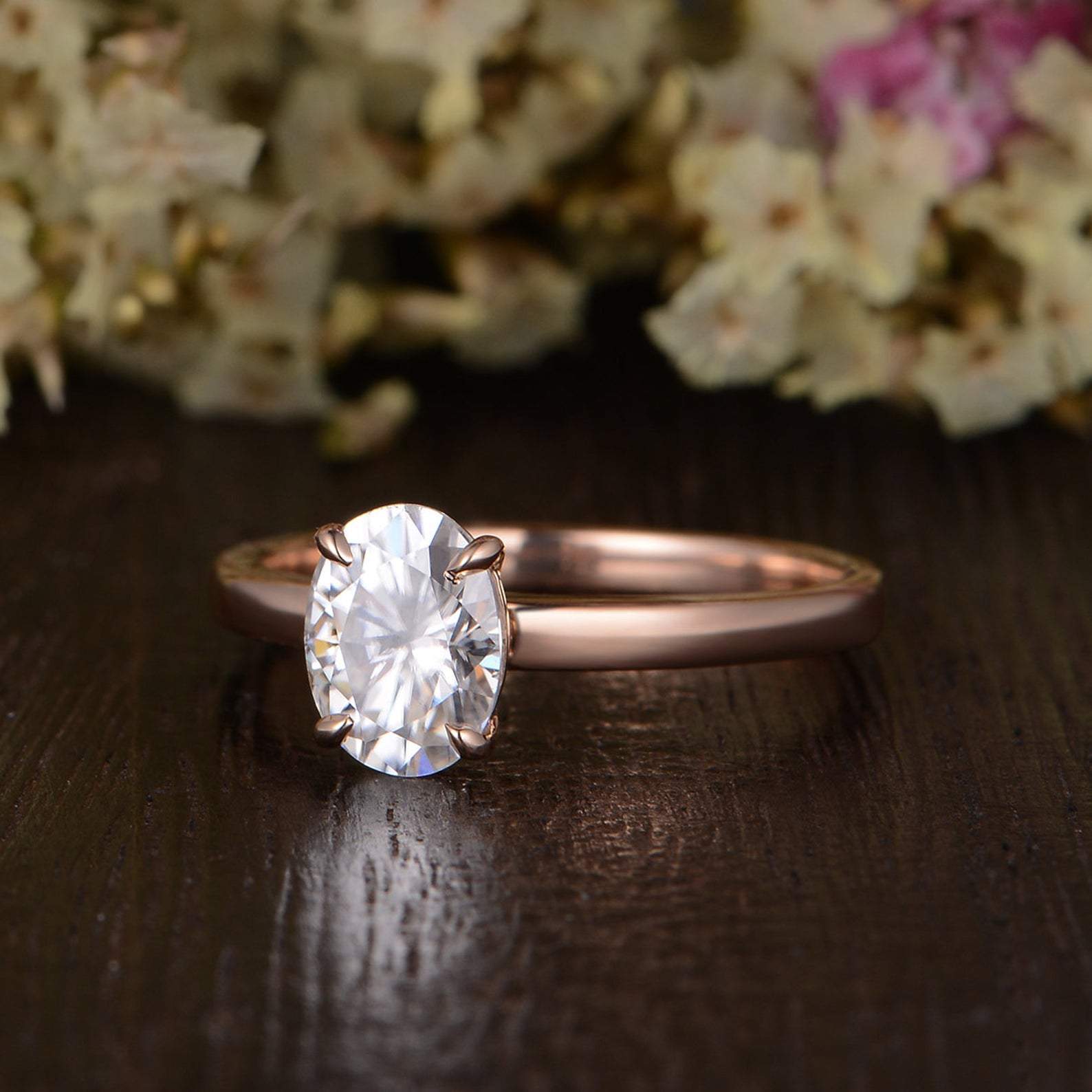 Oval Cut Lab Diamond Engagement Ring, Classic Design