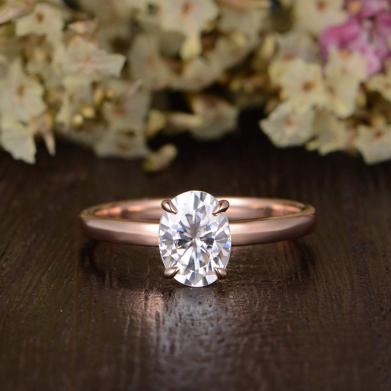 Oval Cut Lab Diamond Engagement Ring, Classic Design