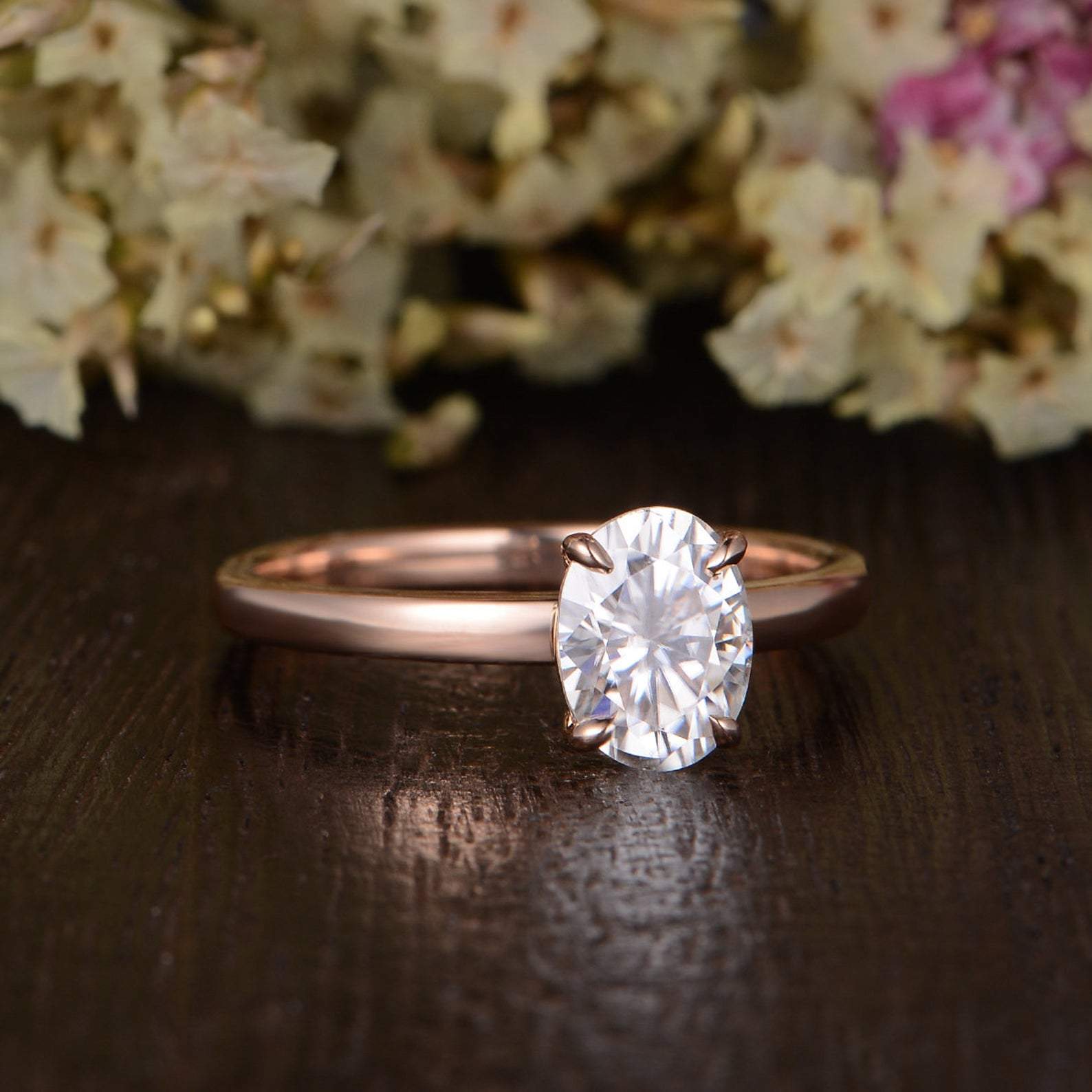 Oval Cut Lab Diamond Engagement Ring, Classic Design