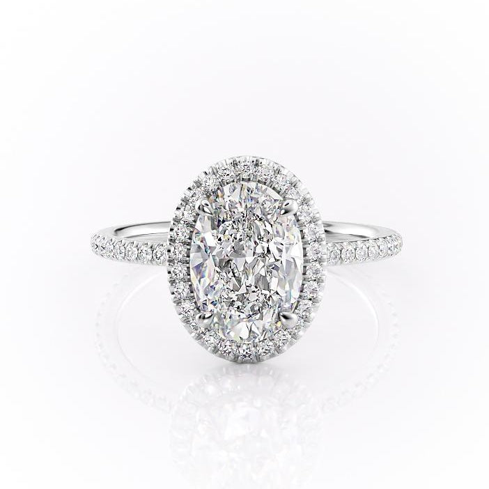 Oval Cut Lab Diamond Engagement Ring, Classic Halo