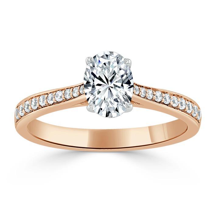 Oval Cut Lab Diamond Engagement Ring, Classic Style