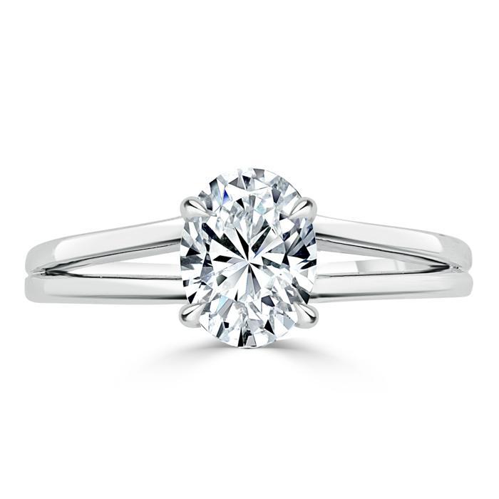 Oval Cut Lab Diamond Engagement Ring, Classic Style with Split Shank