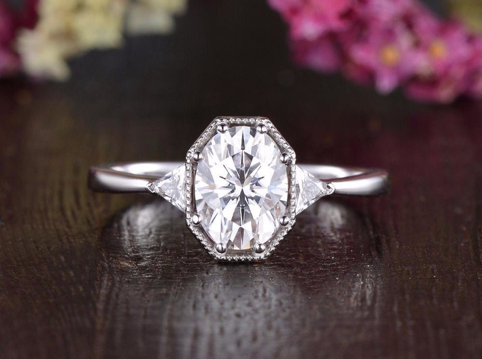 Oval Cut Lab Diamond Engagement Ring, Edwardian Design