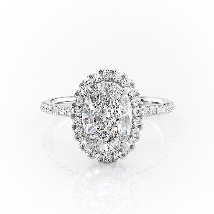 Oval Cut Lab Diamond Engagement Ring, Halo