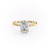 Oval Cut Lab Diamond Engagement Ring, Hidden Halo & Twisted Band