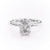 Oval Cut Lab Diamond Engagement Ring, Hidden Halo & Twisted Band