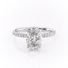Oval Cut Lab Diamond Engagement Ring, Hidden Halo