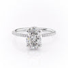 Oval Cut Lab Diamond Engagement Ring, Hidden Halo