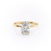 Oval Cut Lab Diamond Engagement Ring, Plain Band & Hidden Halo