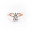 Oval Cut Lab Diamond Engagement Ring, Plain Band & Hidden Halo
