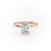 Oval Cut Lab Diamond Engagement Ring, Plain Band & Hidden Halo