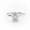 Oval Cut Lab Diamond Engagement Ring, Plain Band & Hidden Halo