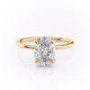 Oval Cut Lab Diamond Engagement Ring, Plain Band & Hidden Halo