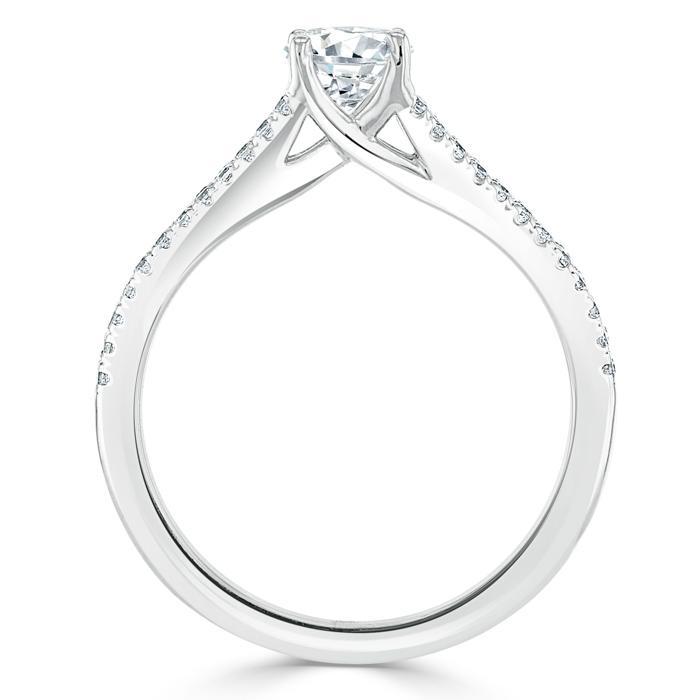 Oval Cut Lab Diamond Engagement Ring, Split Shank