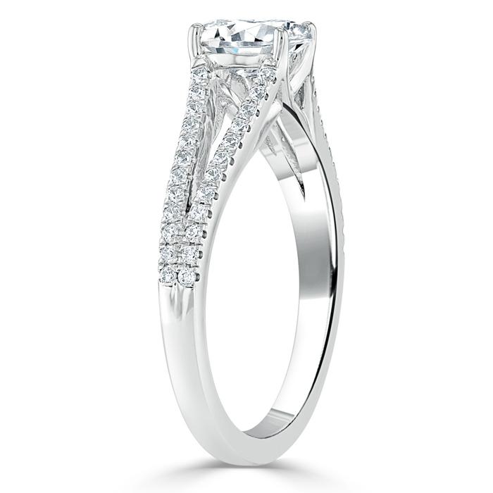 Oval Cut Lab Diamond Engagement Ring, Split Shank