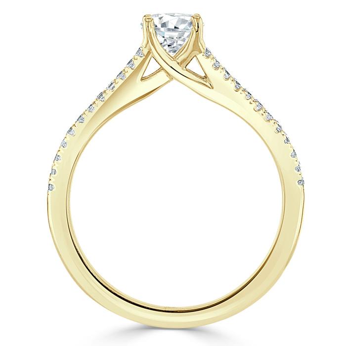 Oval Cut Lab Diamond Engagement Ring, Split Shank