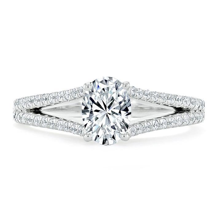 Oval Cut Lab Diamond Engagement Ring, Split Shank