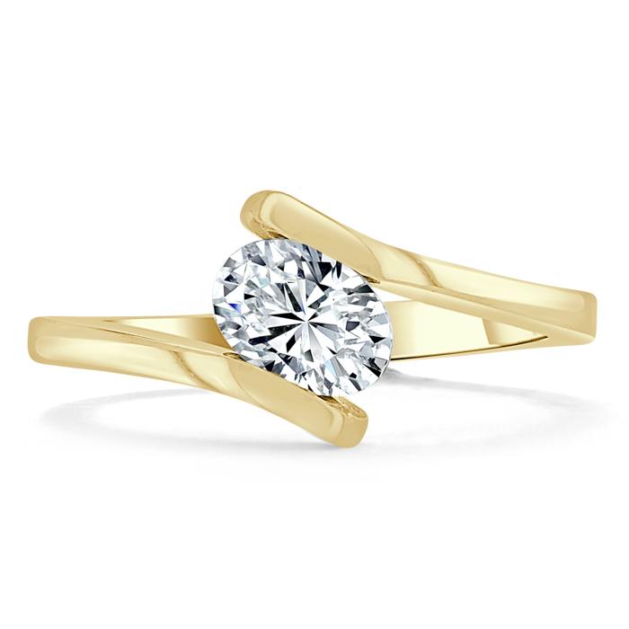 Oval Cut Lab Diamond Engagement Ring, Twist Design