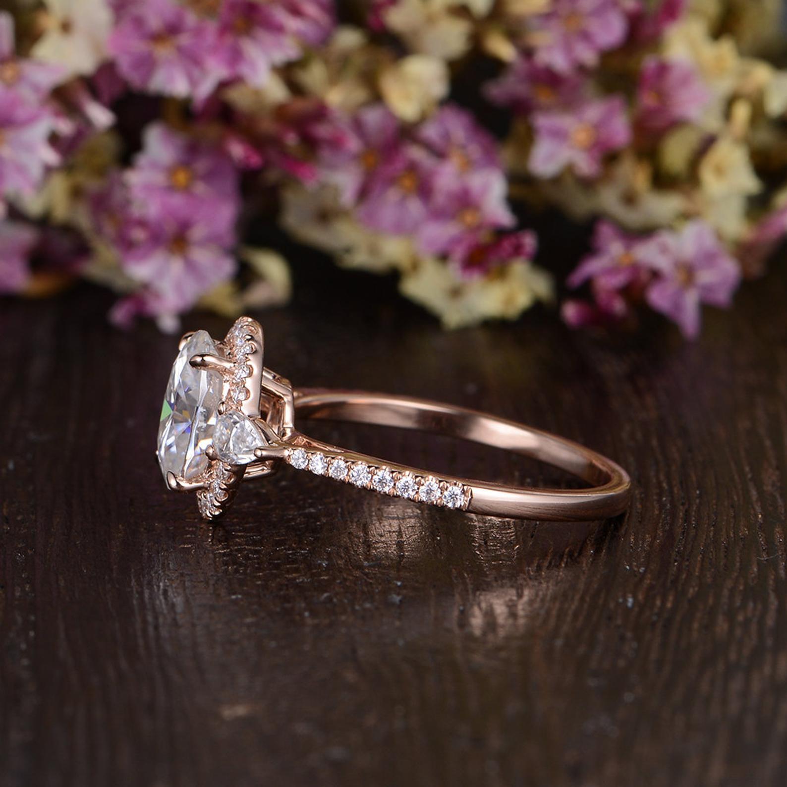 Oval Cut Lab Diamond Engagement Ring, Vintage Design