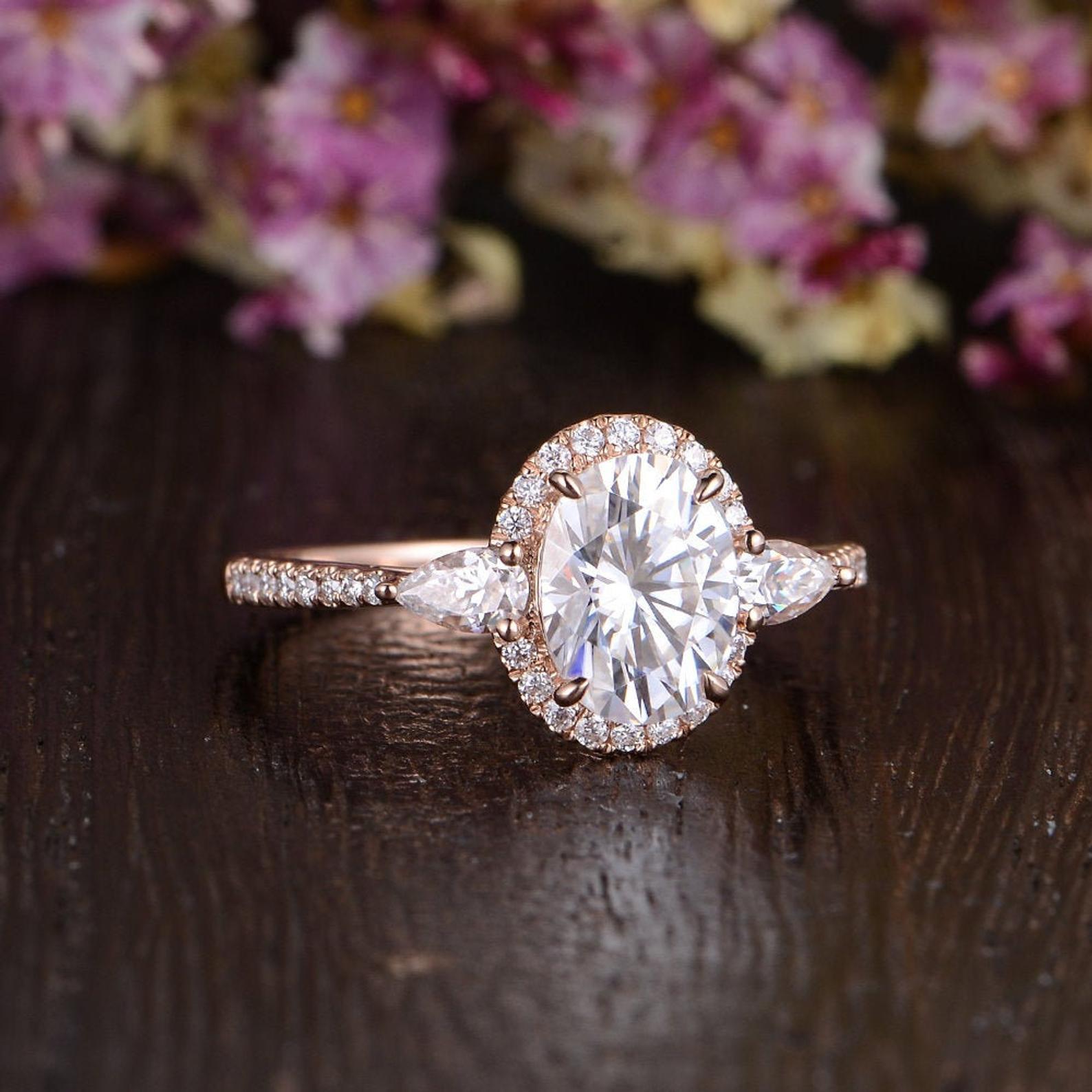 Oval Cut Lab Diamond Engagement Ring, Vintage Design