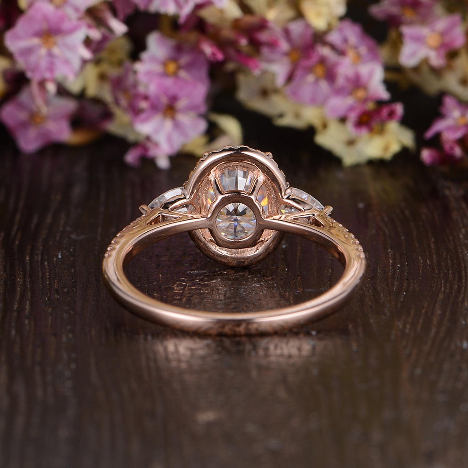 Oval Cut Lab Diamond Engagement Ring, Vintage Design
