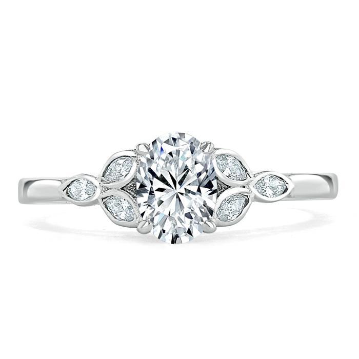 Oval Cut Lab Diamond Engagement Ring, Vintage Style