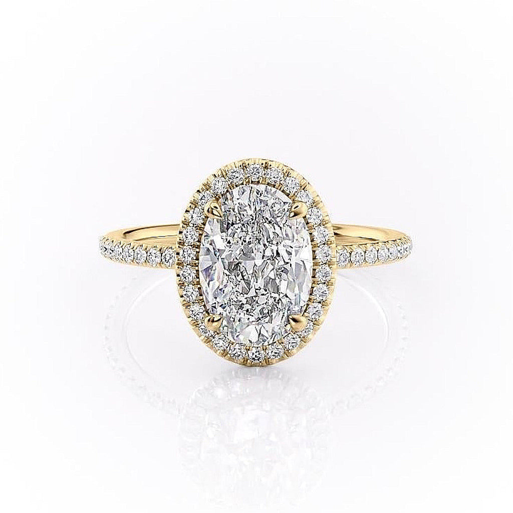 Oval Cut Lab Diamond Engagement Ring With Halo