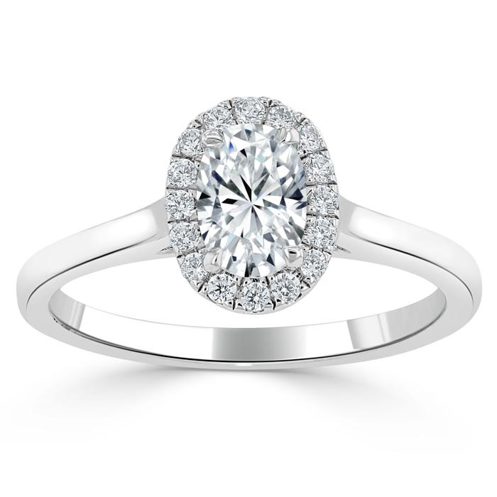 Oval Cut Lab Diamond Halo Engagement Ring